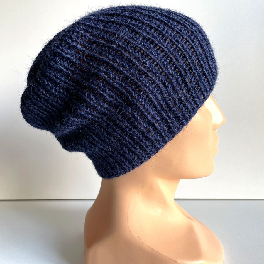 KIARA – czapka z alpaki damska 100% alpaka 5575 granatowy beanie zimowa