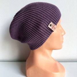 VARELLA – czapka z wełny merino beanie 100% Baby Merino 40 Ametyst fioletowa jesienno-wiosenna