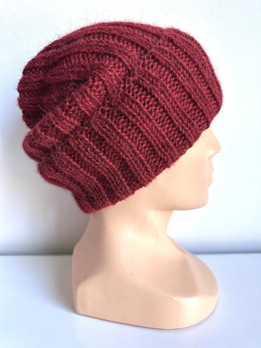 LAURIN Turn-Up Beanie 100% Alpaca 3650 Burgundy