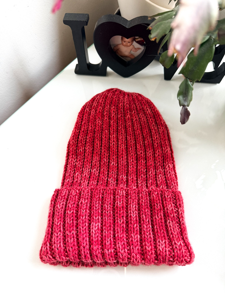 NELLI Handmade Turn-Up Merino Wool Beanie 39 Dżem Wiśniowy