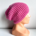 Handmade women's hat AUREA 100% Baby Merino plus mohair and silk 07/62 Strawberry Ice Cream