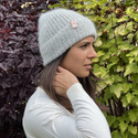 AUREA – ręcznie robiona czapka beanie baby merino + moher i jedwab damska dziecięca 22/44 Jasny Szary