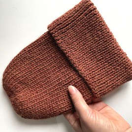 KIARA – czapka wywijana z alpaki 100% 9025 orzechowy, jesienno-zimowa, ręcznie robiona