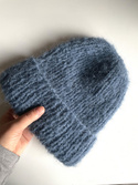 Ręcznie robiona czapka damska WATA CUKROWA Alpaka z Merynosem 07 Jeans