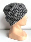 KIARA Turn-Up Handmade Beanie 100% Alpaca 517 Medium Grey