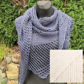 Chusta wykonana ręcznie, 100% Alpaka 101 Biały