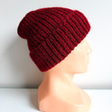 Czapka wywijana zrobiona ręcznie na drutach KIARA 100% Alpaka 3650 Bordowy