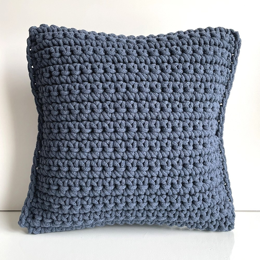 Poduszka ze sznurka bawełnianego KARO 800 jeans 40x40 cm