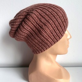 NANA – czapka beanie z wełny baby merino 48 Blush jesienno-zimowa