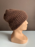 AUREA – czapka beanie handmade baby merino + moher i jedwab 52/35 Czekolada