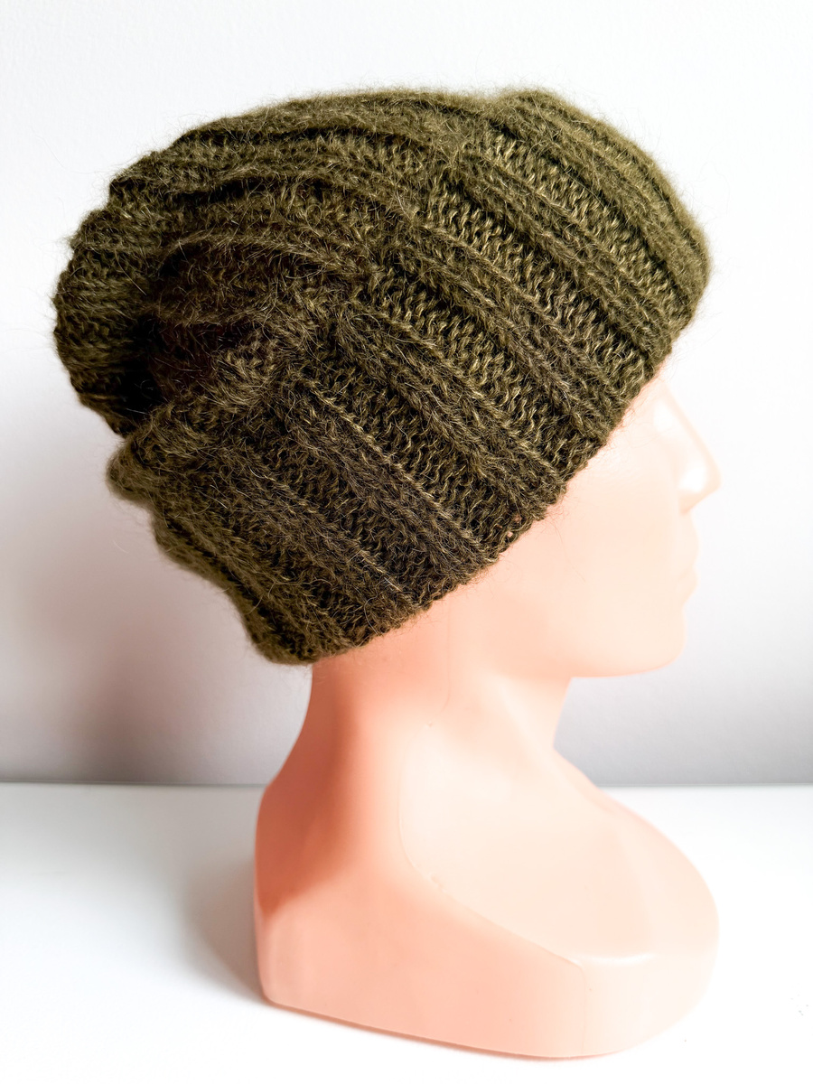 MARGARET Handmade Beanie Alpaca Mohair and Silk 7895 Dark Green