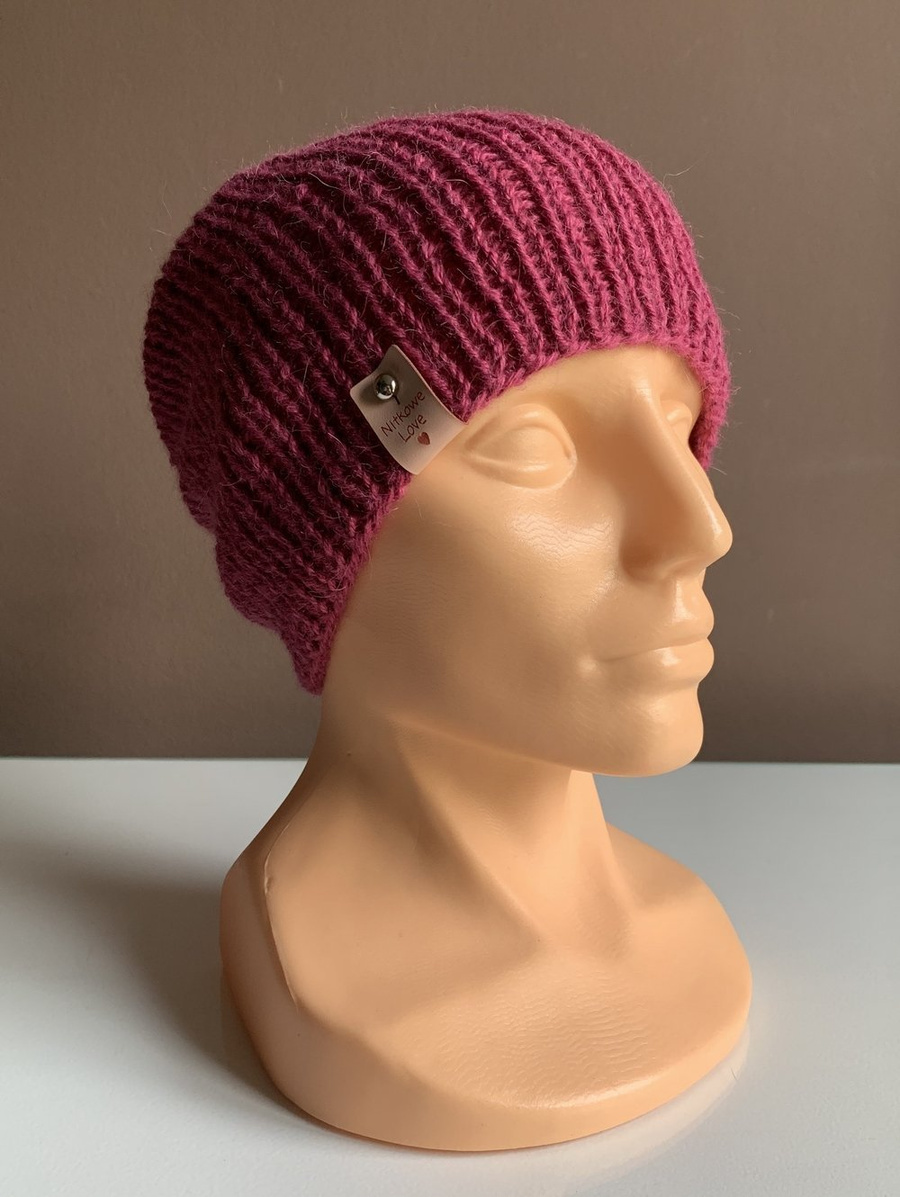 KIARA Beanie 100% Alpaca 3770 ciemna fuksja