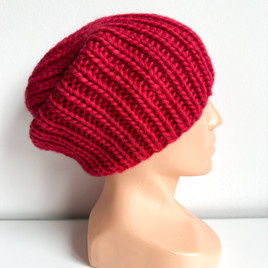 JANKA – gruba czapka zimowa damska z wełny 100% 08 Szkarłatna Czerwień
