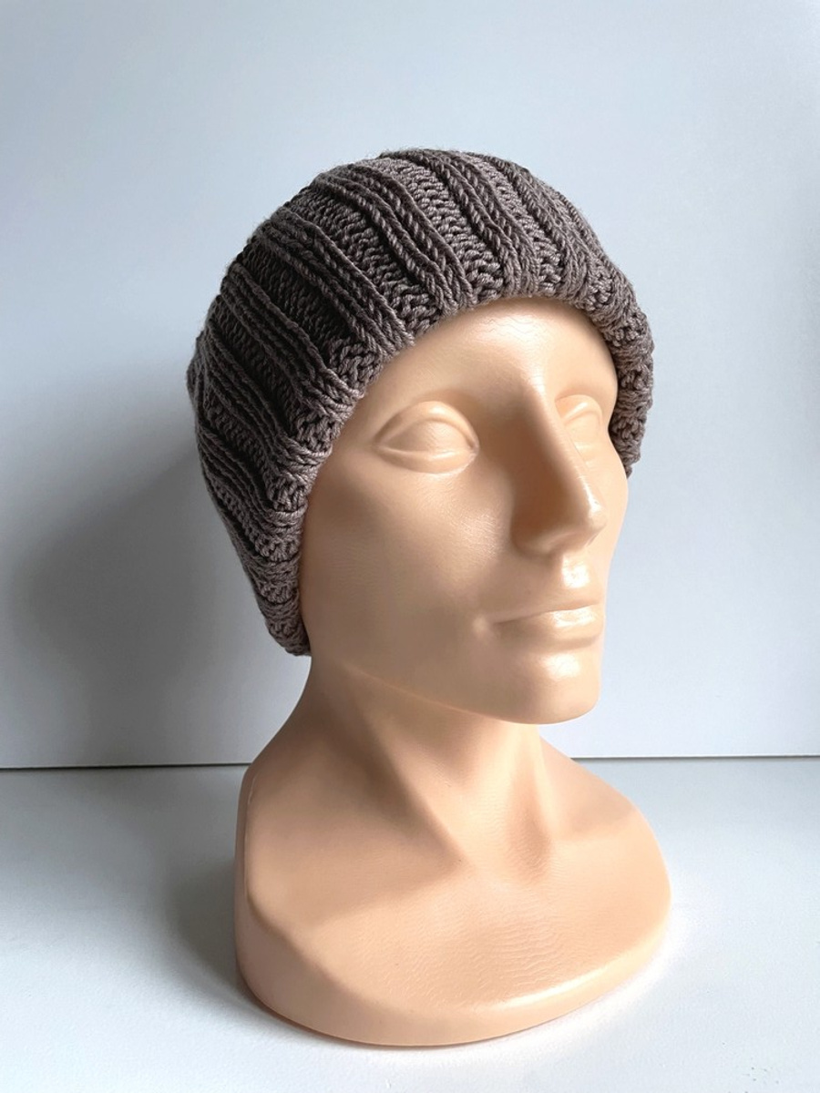 HELLI – czapka beanie wywijana z wełny baby merino 100% 17 beż, jesienno-zimowa, unisex