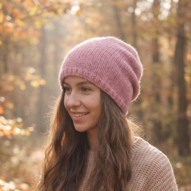 CHMURKA – czapka beanie z alpaki damska 24 średni róż
