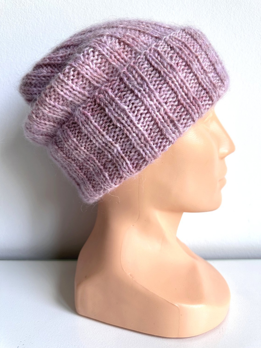 Ręcznie robiona czapka DAISY 100% Ręcznie farbowana Baby Merino plus moher i jedwab Magnolie - edycja limitowana