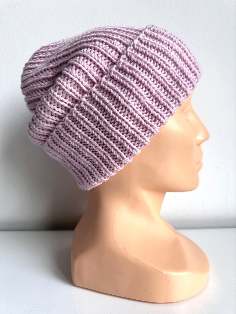 NANA Beanie-Mütze mit Umschlag aus Baby-Merinowolle 54 Puderrosa