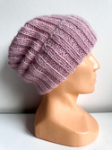 MARGARET Handmade Turn-Up Beanie Alpaca Mohair and Silk 3112/36 Pink with a Hint of Beige