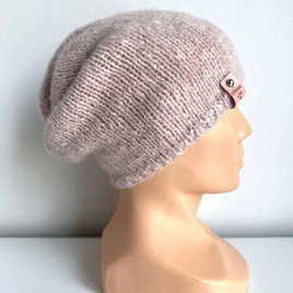 CHMURKA – czapka z alpaki damska ręcznie robiona 33 Różowy Piasek