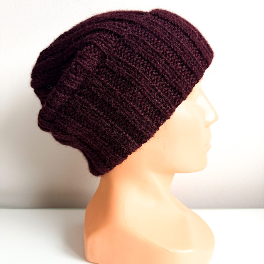 LAURIN Turn-Up Beanie Alpaca Wool 9044 Ciemne Winogrona