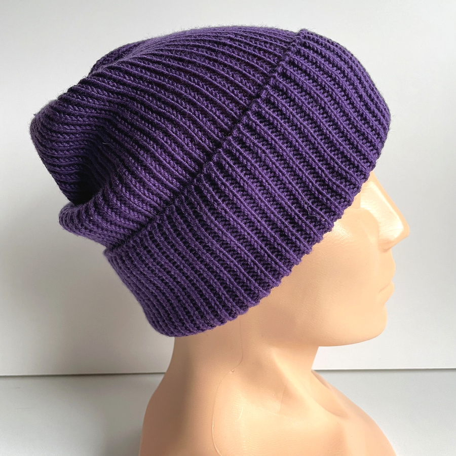 Beanie czapka z wełny merino VARELLA 100% Baby Merino Ciemny Fiolet