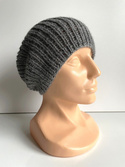 KIARA – czapka beanie z alpaki 100% 9044 ciemne winogrona, jesienno‑zimowa