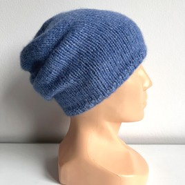 Ciepła czapka ręcznie robiona CHMURKA Alpaka 16 Niebieski