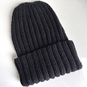 HELLI – czapka wywijana beanie 100% baby merino 21 czarny zimowa