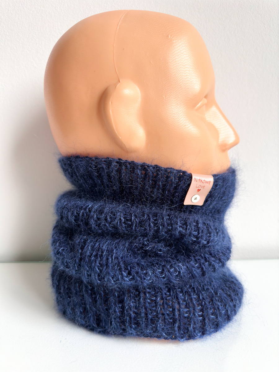 Ręcznie robiony KOMIN AUREA 100% Baby Merino plus moher i jedwab 13/28 Granatowy