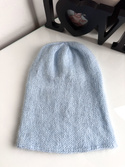 SOPHIA – czapka beanie handmade baby merino + moher i jedwab damska 11/07 Błękitny Stalowy