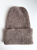 AUREA – czapka beanie handmade baby merino + moher i jedwab 57/12 Szaro-Brązowy