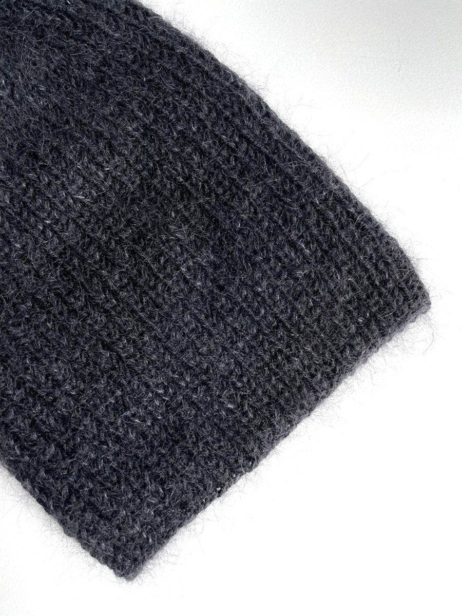 AUREA – ręcznie robiona ciepła czapka damska merino + moher i jedwab 21/02 Czarny