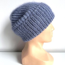 AUREA – ręcznie robiona czapka beanie z baby merino + moher i jedwab damska/dziecięca 37/39 Jasna Lawenda