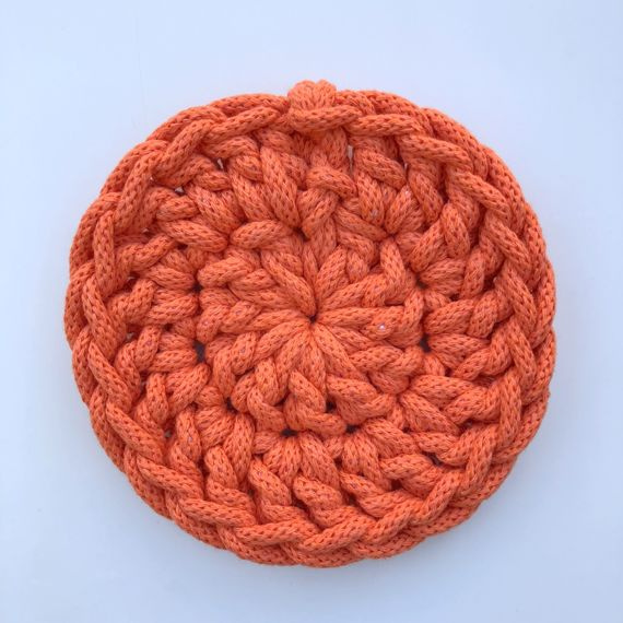 Podkładka pod kubek ze sznurka bawełnianego 11 cm pomarańczowy