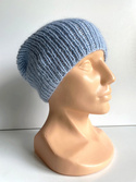 AUREA – ręcznie robiona czapka beanie merino + moher i jedwab damska 24/06 Jasny Błękit