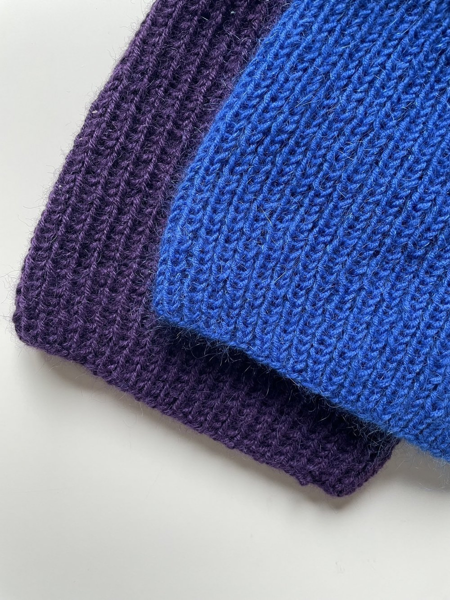 Handmade women's hat AUREA 100% baby merino plus mohair and silk 33/21 Bright Blue