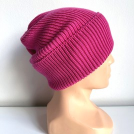 08 Fuksja VARELLA – czapka merino beanie wywijana 100% baby merino jesień‑zima