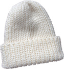 JANKA – gruba czapka zimowa beanie damska z wełny 01 ecru