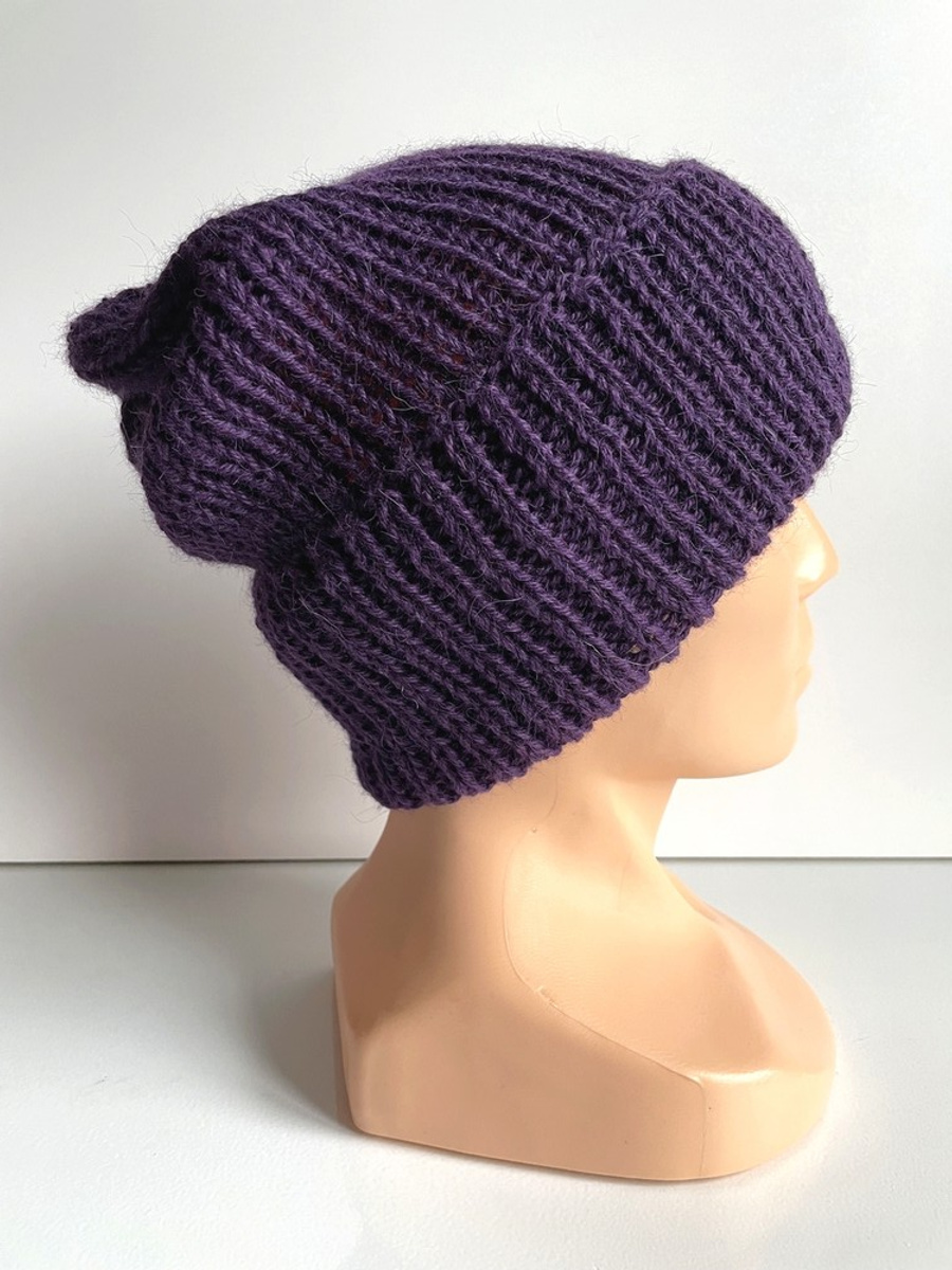 KIARA – czapka z alpaki damska 100% alpaka 4400 ciemny fiolet, zimowa wywijana