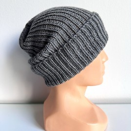 NANA – czapka wywijana beanie z wełny baby merino 19 Szary