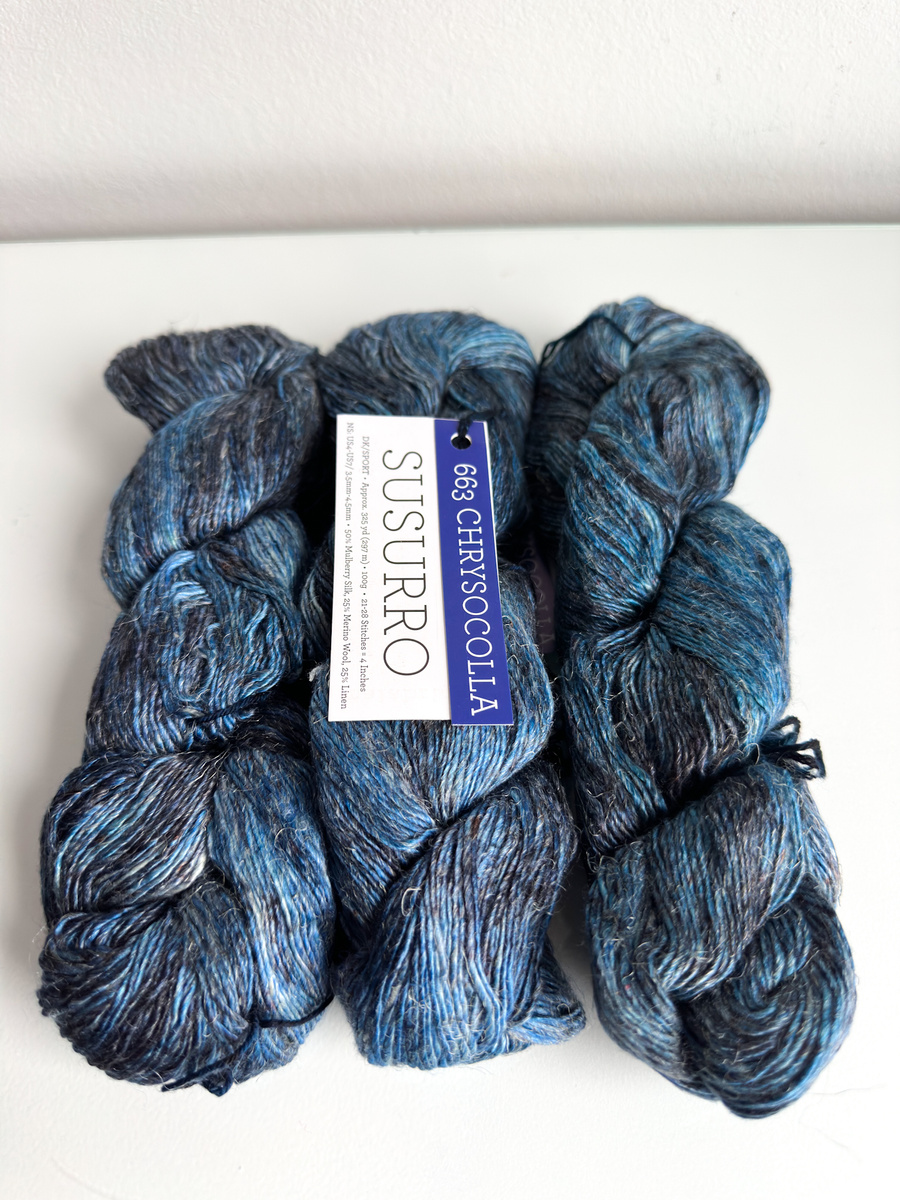 Ręcznie farbowana włóczka Malabrigo SUSURRO jedwab, len i merynos SUS663 CHRYSOCOLLA