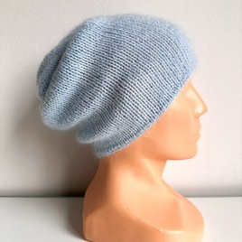 SOPHIA – czapka beanie handmade baby merino + moher i jedwab damska 11/07 Błękitny Stalowy
