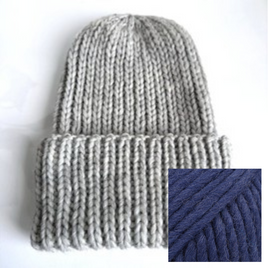 JANKA – gruba czapka zimowa beanie 100% wełna owcza 15 Ciemnoniebieski