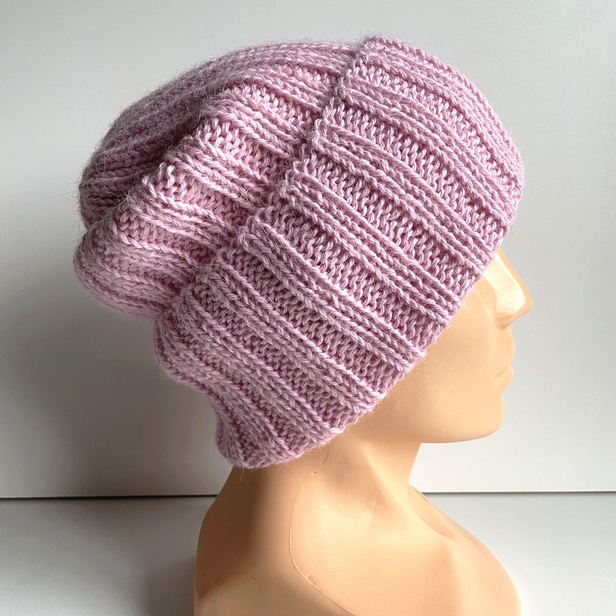 LAURIN – czapka z alpaki wywijana damska 3140 jasny róż