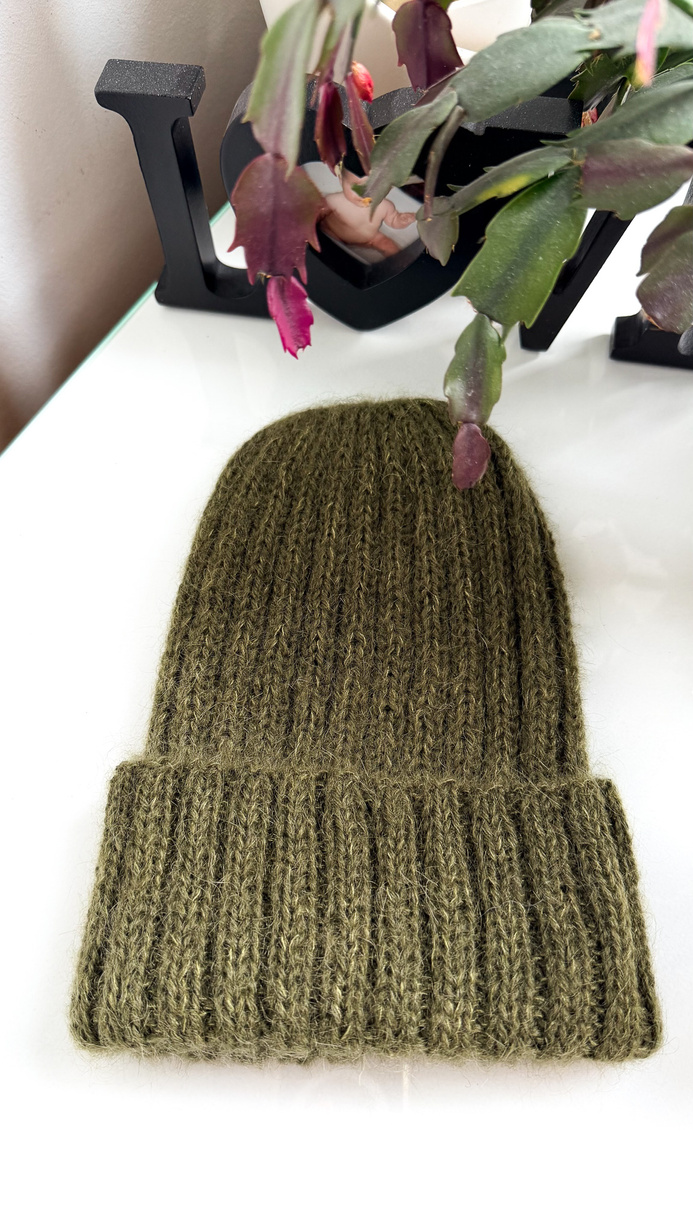 MARGARET Handmade Beanie Alpaca Mohair and Silk 7895 Dark Green