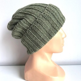 HELLI Turn-Up Beanie 100% Baby Merino Wool 38 Olive