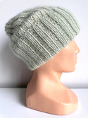 MARGARET Handmade Turn-Up Beanie Alpaca Mohair and Silk 9030/47 Lody Pistacjowe