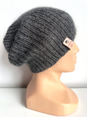 Handmade women’s hat AUREA 100% Baby Merino plus mohair and silk 20/22 Dark Grey