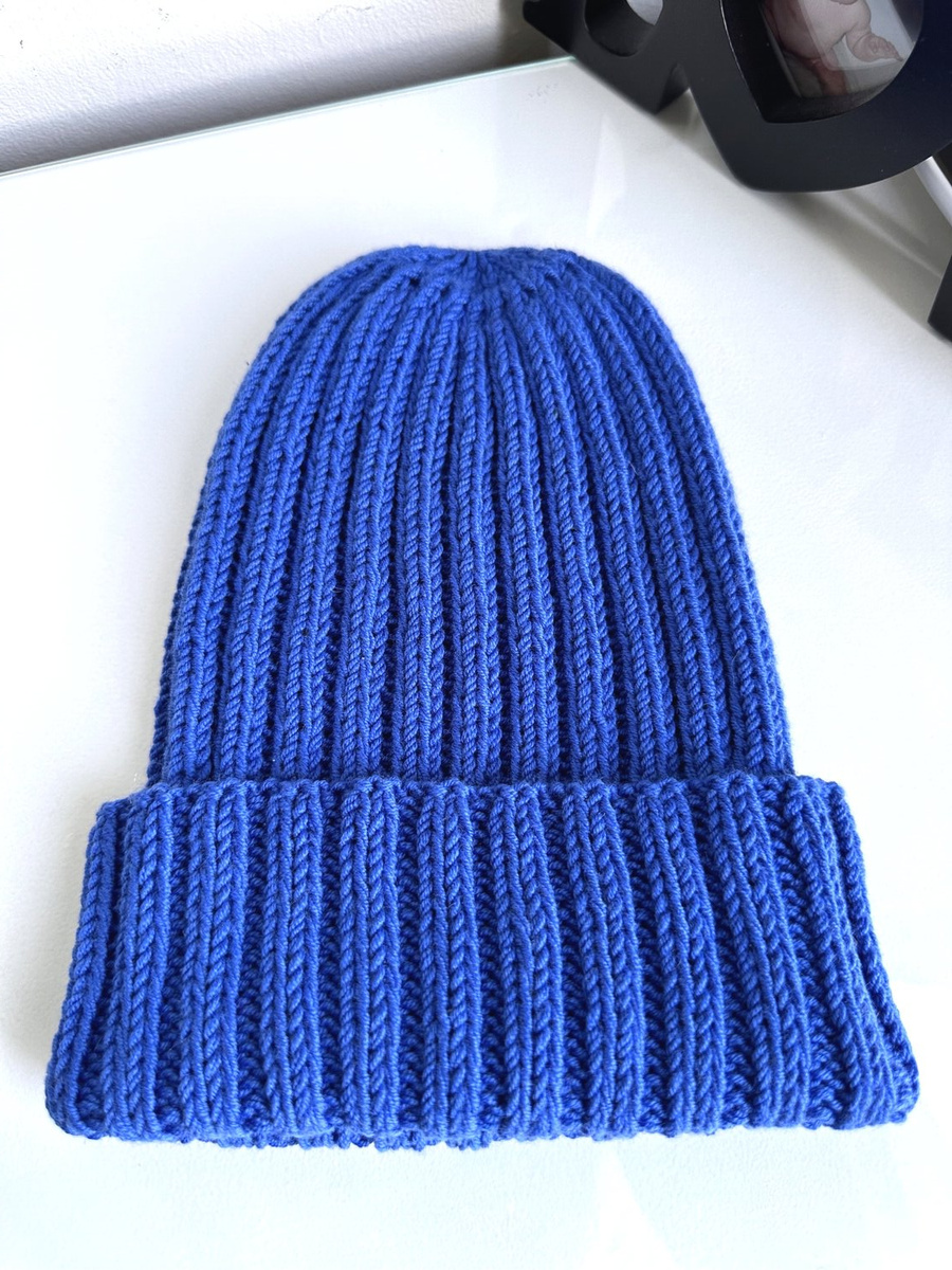 HELLI – czapka merino beanie wywijana 100% Baby Merino 33 Jaskrawoniebieski