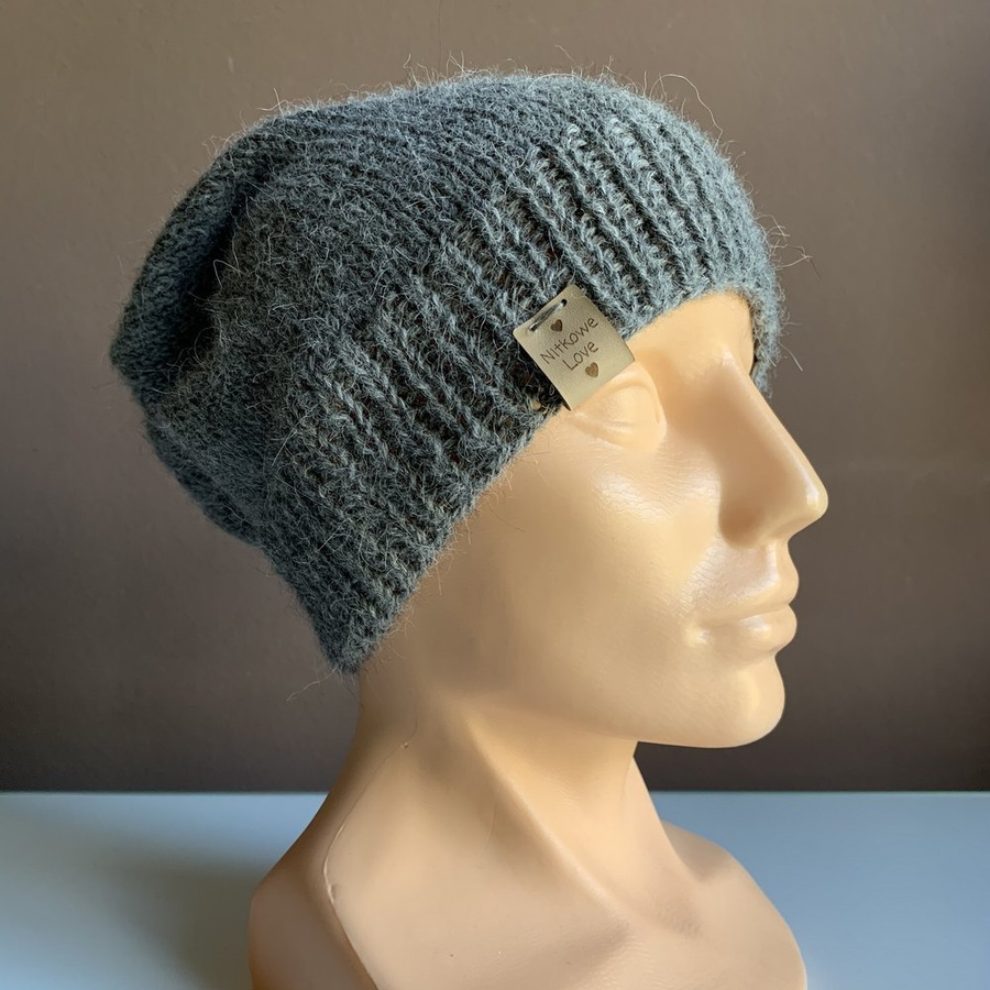 JONA Beanie-Mütze aus 100% Alpaka 517 Mittelgrau Damen